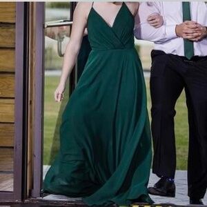 Green floor length bridesmaids dress